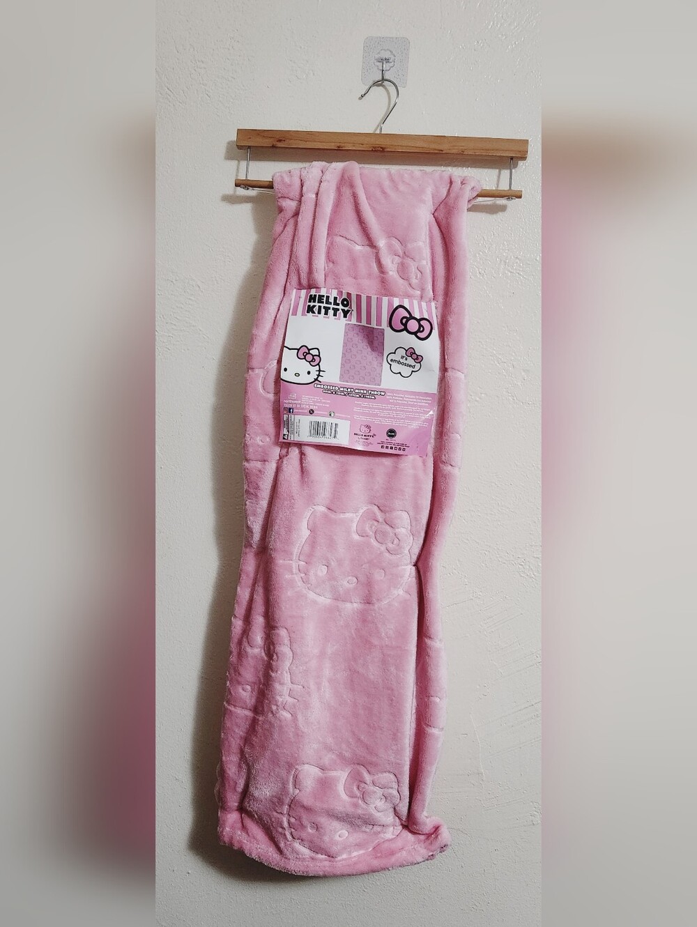 Hello Kitty Embossed Milky Mink Pink Throw Blanket